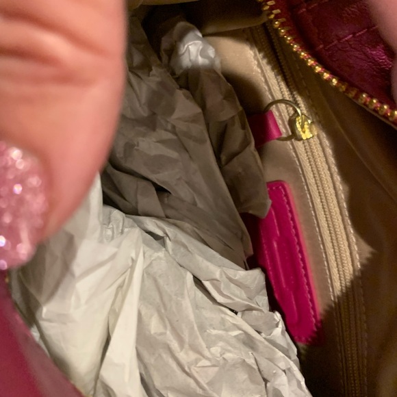 Coach Satchel Purse with removable shoulder strap. NWT 12x6x4-1/2 Magenta - Picture 8 of 14